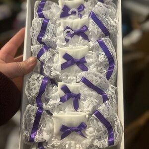 Fancy White and Purple Lace socks